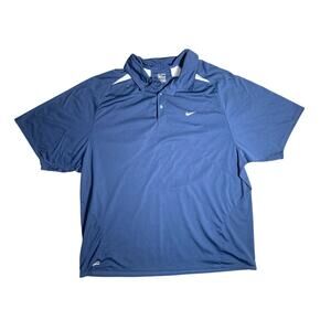 Nike Performance Mens XXL Golf Shirt Short Sleeve Top Collared Blue White